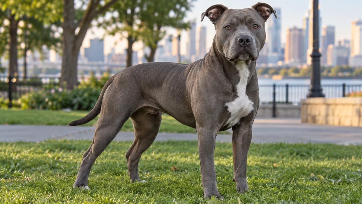 American Staffordshire köpek — mavi (gri) renk
