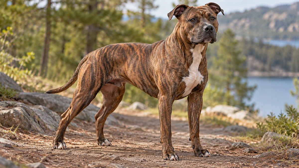 American Staffordshire köpek — brindle (çizgili) renk