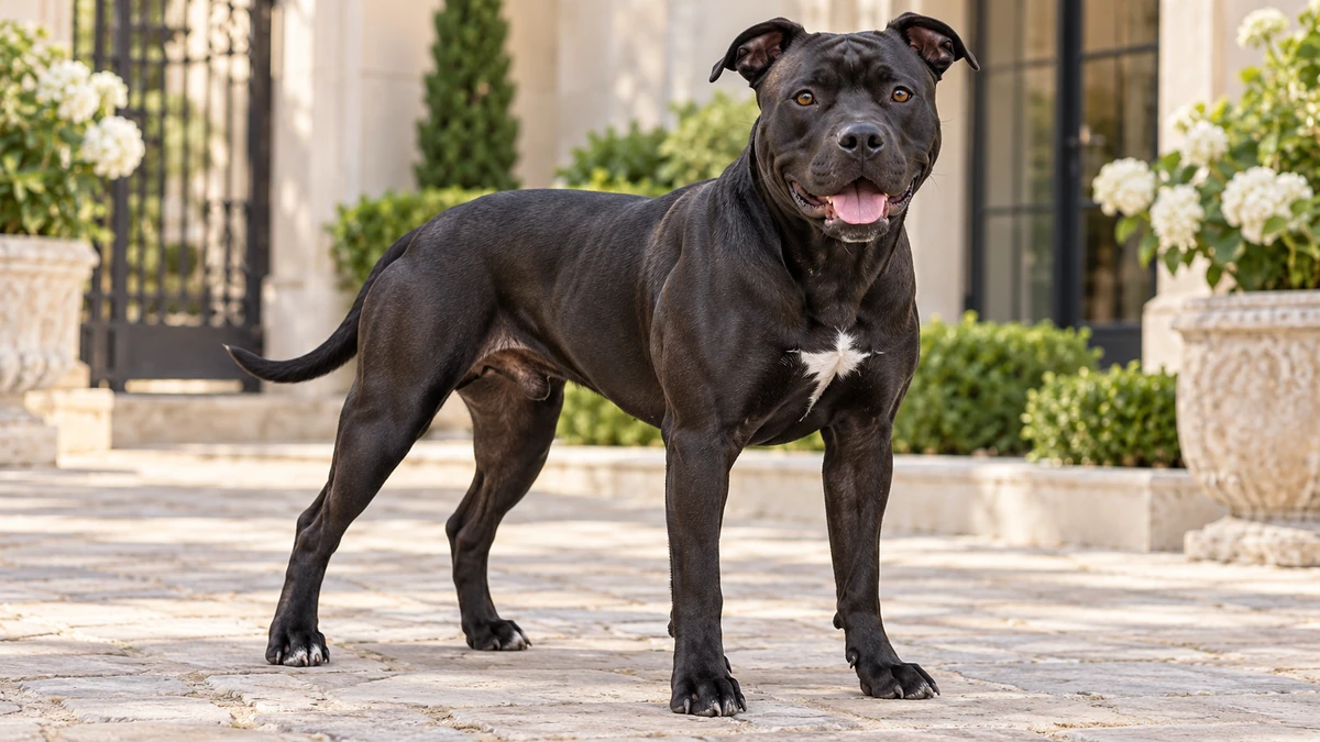 American Staffordshire köpek — siyah renk