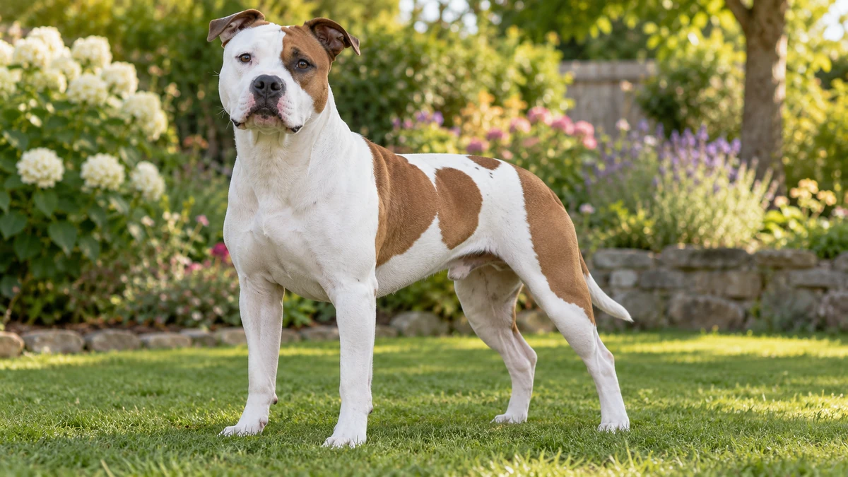 American Staffordshire köpek — beyaz-karışım renk