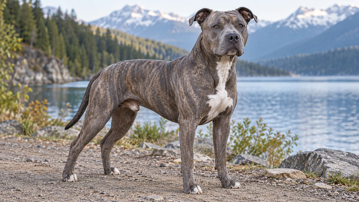 American Staffordshire köpek — mavi-brindle renk