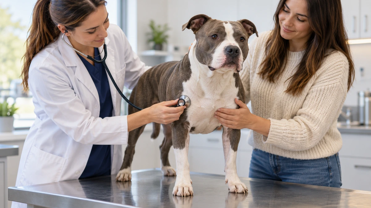 American Staffordshire köpek — veteriner kontrolü