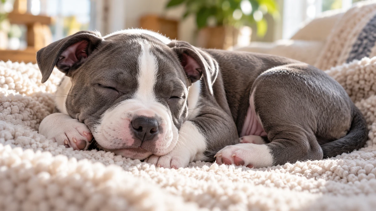 American Staffordshire ilan — uyuyan American Staffordshire yavru ilan fotoğrafı